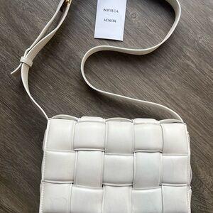Bottega Veneta Cream Woven Crossbody Bag
